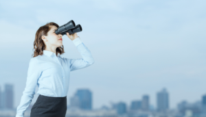 a woman with binoculars