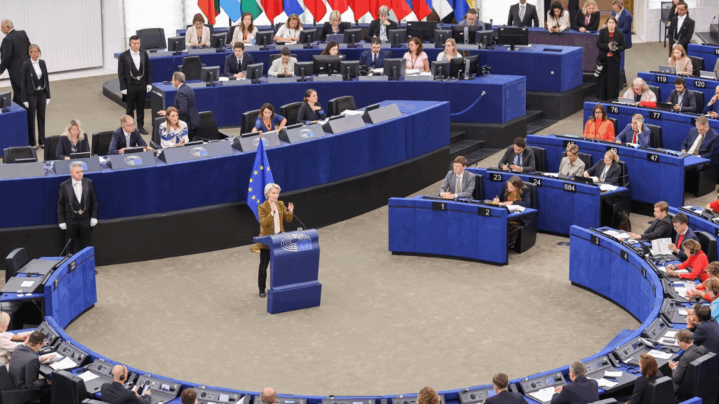 Ursula von der Leyen delivers her State of EU address in Strasbourg 10/09/2025
